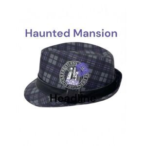 Haunted Mansion Plaid Fedora Hat in Purple and Black